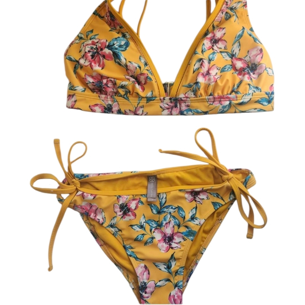 Yellow Floral Bikini Women's Size 6 Vacation Beach